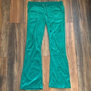 y2k green teal velour tracksuit flare pants!